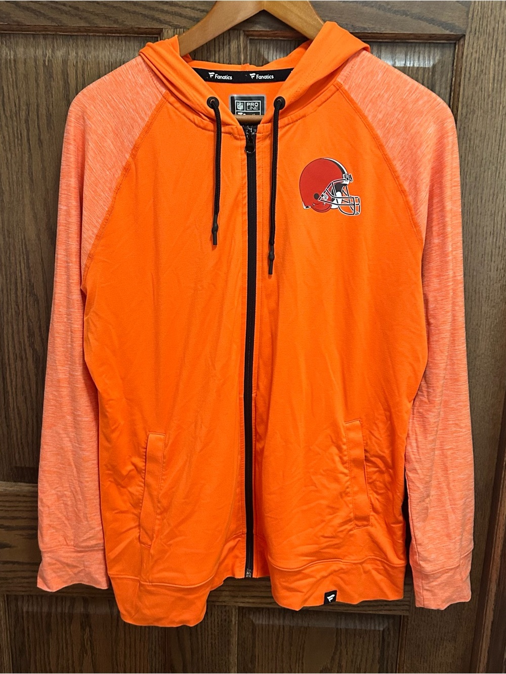 Fanatics Orange Lightweight Hooded Full-Zip Jacket with Heathered Sleeves